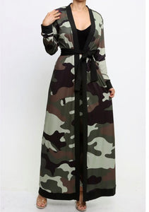 Cameal, camouflage print 3 piece duster set