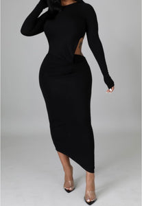 BeBe, asymmetrical cut backless dress