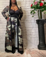 Load image into Gallery viewer, Cameal, camouflage print 3 piece duster set
