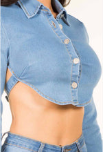 Load image into Gallery viewer, Bre, backless denim top

